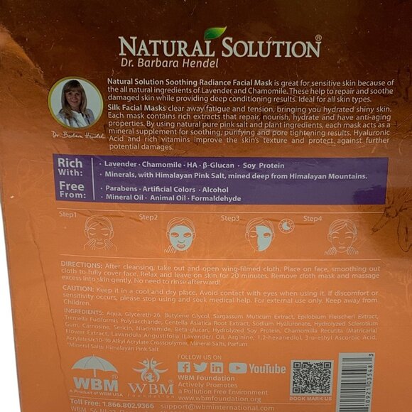 Natural Solution Lavender Chamomile Soothing Radiance Silk Facial Masks 10 Pack - Picture 5 of 6